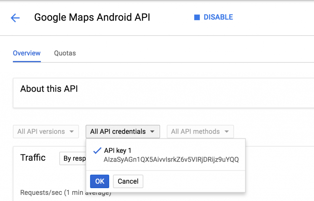 Ionic Google Maps Geolocation select api copy key