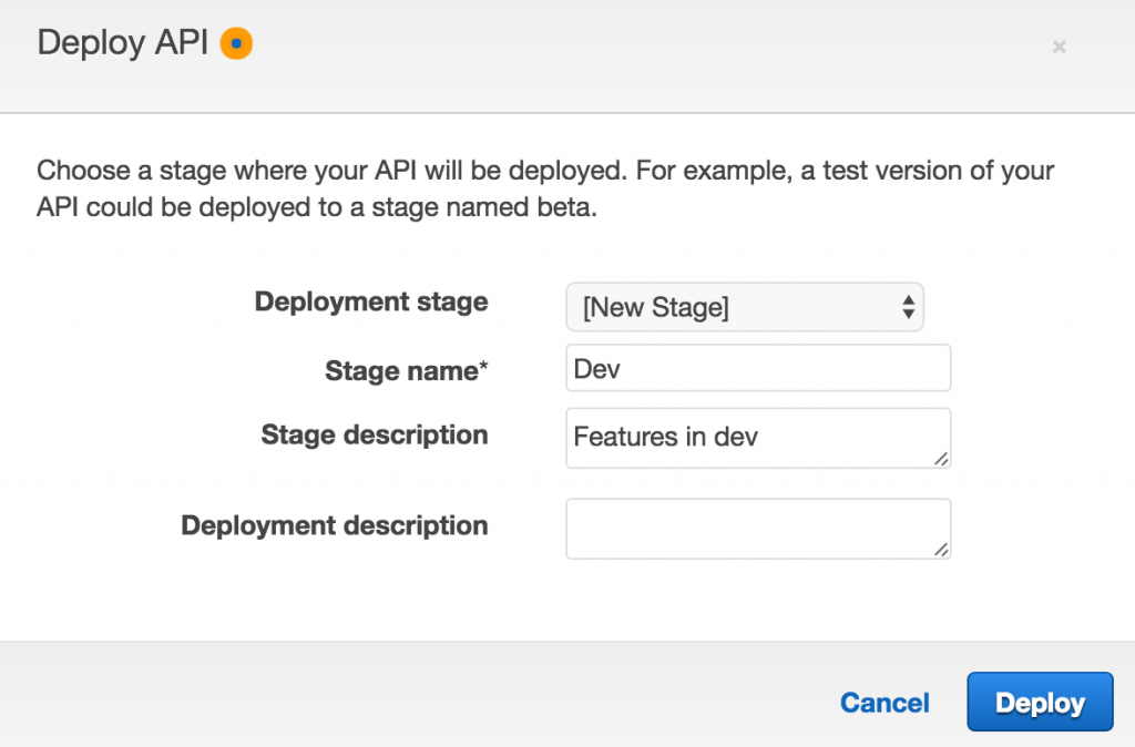 Ionic AWS full stack starter create dev stage
