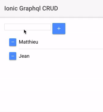 ionic graphql node apollo CRUD final result
